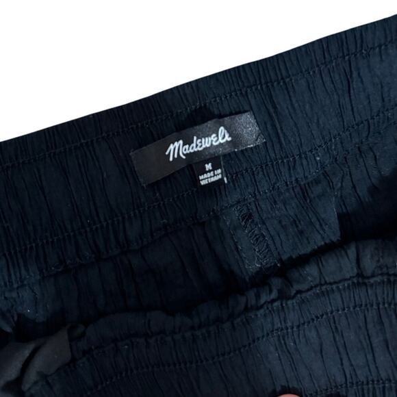 Women's Size M Madewell Crinkled Crepe Straight-Leg Crop Black Pants Airy Drapey - Picture 4 of 6
